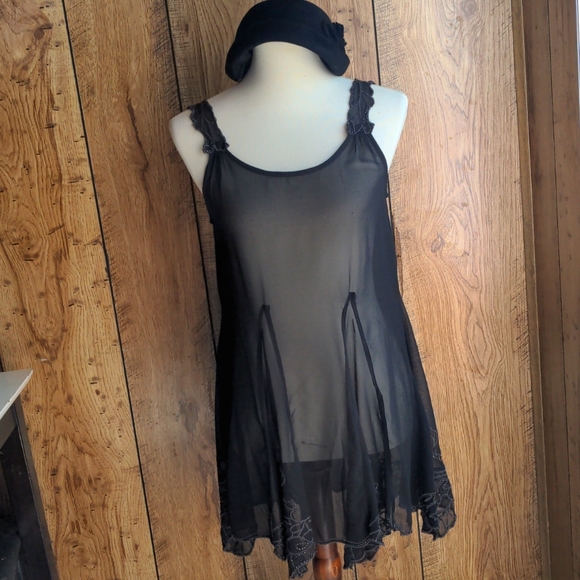 Rare Free People Sheer Black Slip Dress XS - Picture 1 of 11
